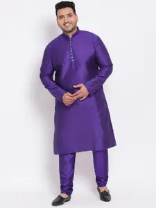 Hangup Men Purple Dupion Silk Kurta with Churidar