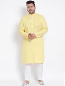 Hangup Men Yellow Linen Kurta