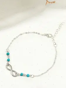 JOKER & WITCH Silver-Plated Blue Beaded Anklet