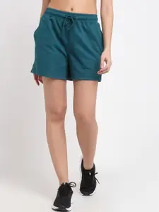 PERFKT-U Women Green Mid-Rise Sports Shorts