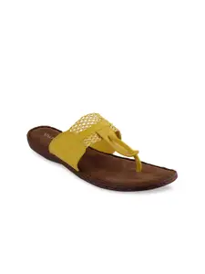 VALIOSAA Women Yellow Open Toe Flats