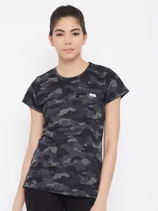 Clovia Women Camouflage Print Comfort Fit Active T-shirt