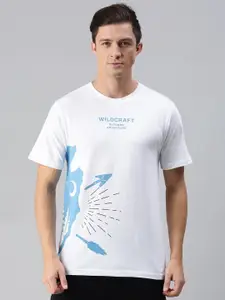 Wildcraft Men White & Blue Printed T-shirt