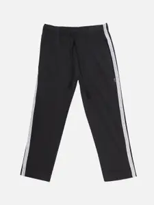 PROTEENS Boys Black Solid Straight-Fit Cotton Track Pants