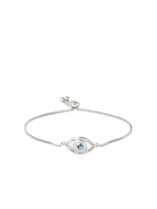 Moon Dust Women Silver-Toned & Blue Brass American Diamond Silver-Plated Charm Bracelet