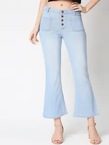 High Star Women Blue Bootcut High-Rise Light Fade Jeans