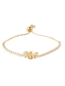 Moon Dust Women Gold-Toned Brass American Diamond Gold-Plated Charm Bracelet