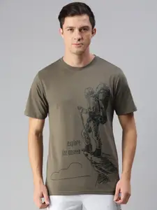 Wildcraft Men Olive Green Printed Raw Edge T-shirt