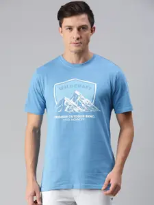 Wildcraft Men Blue & White Typography Printed Applique T-shirt