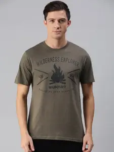 Wildcraft Men Olive Green Typography Printed T-shirt