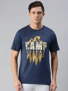 Wildcraft Men Navy Blue Typography Printed T-shirt