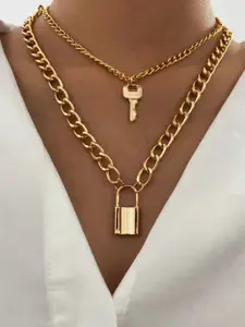 Shining Diva Fashion Gold-Toned Gold-Plated Necklace