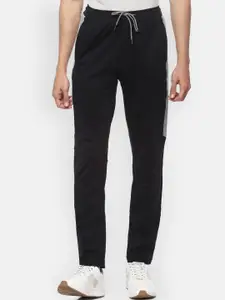 Louis Philippe ATHPLAY Men Black & Grey Melange Colourblocked Slim-Fit Track Pants