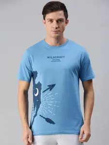 Wildcraft Men Blue Brand Logo Printed T-shirt