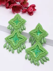 Moedbuille Green Handcrafted Contemporary Drop Earrings
