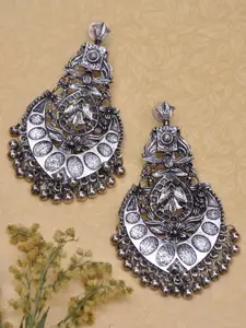Crunchy Fashion Silver-Plated Contemporary Chandbalis Earrings
