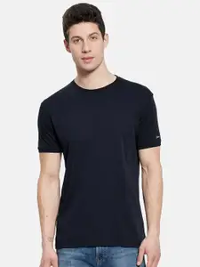 Octave Men Navy Blue Cotton T-shirt