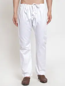 Sanwara Men White Solid Relaxed-Fit Cotton Pyjama