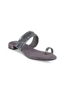 Metro Women Grey One Toe Flats