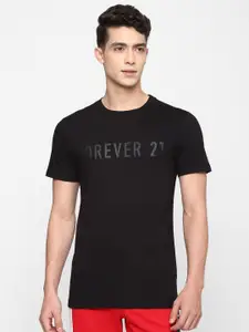 FOREVER 21 Men Black Typography Printed T-shirt