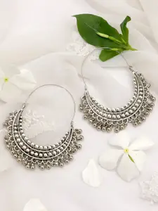 TEEJH Silver-Toned Contemporary Hoop Earrings