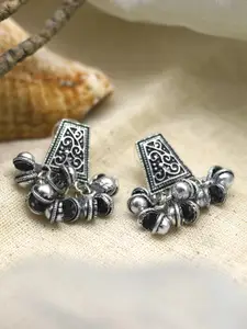 TEEJH Silver-Plated Contemporary Studs Earrings