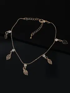 AQUASTREET Gold-Plated White Stone-Studded Tesselled Anklet