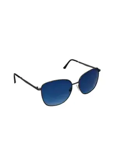 GIO COLLECTION Women Blue Lens & Gunmetal-Toned Square Sunglasses GL5051C13-Blue