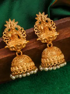 aadita Gold-Toned Contemporary Jhumkas Earrings