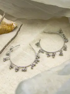 TEEJH Silver-Toned Contemporary Hoop Earrings