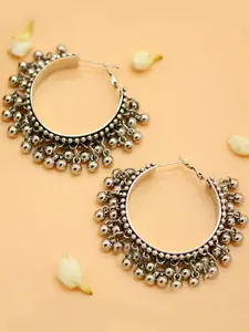 TEEJH Silver-Toned Contemporary Hoop Earrings