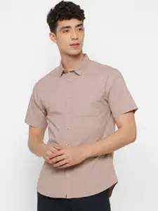 FOREVER 21 Men Nude Color Solid Casual Shirt