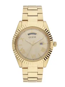 GUESS Men Gold-Toned Embellished Dial Bracelet Style Straps Analogue Watch GW0265G2-Gold