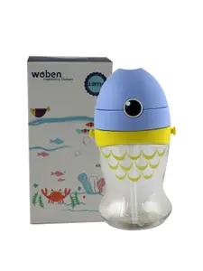iSWEVEN Kids Transparent & Blue Printed Sipper Bottle with Straw & Handle
