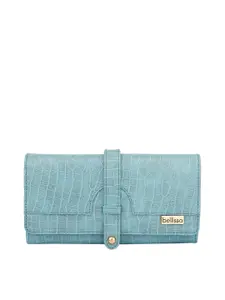 Bellissa Women Blue Abstract Textured PU Two Fold Wallet