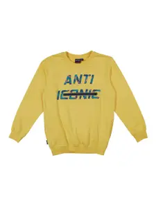 Gini and Jony Boys Yellow Printed Sweatshirt