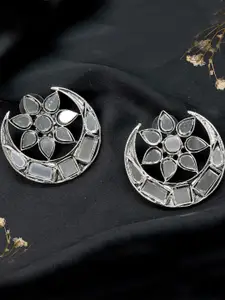 TEEJH Silver-Plated Contemporary Studs Earrings