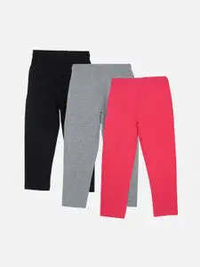 DYCA Boys Pack Of 3 Solid Cotton Straight-Fit Track Pants
