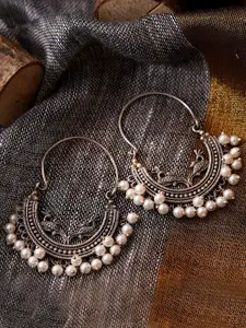 TEEJH Silver-Toned Contemporary Hoop Earrings