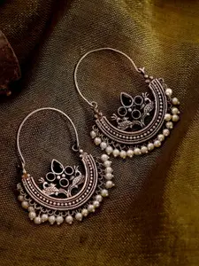 TEEJH Silver-Toned Contemporary Hoop Earrings