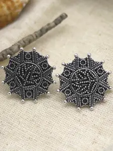 TEEJH Silver-Toned Contemporary Studs Earrings