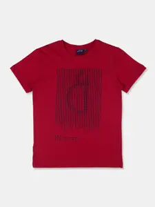 Gini and Jony Boys Red Graphic Printed T-shirt