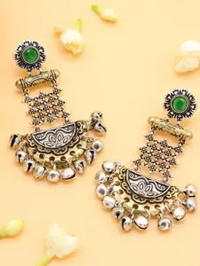 TEEJH Silver-Toned Contemporary Drop Earrings