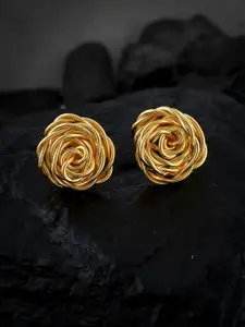 Silvermerc Designs Gold-Toned Contemporary Studs Earrings