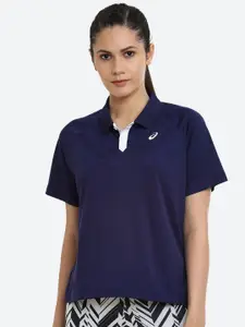 ASICS Women Blue Checked COURT Tennis T-shirt