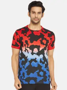 People Men Black  Red Abstract Printed Pure Cotton T-shirt