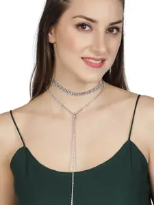 AQUASTREET Silver-Plated Tasselled Choker Necklace