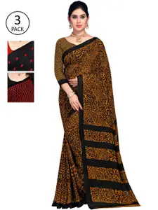 KALINI Multicolor Georgette Printed Daily Wear Saree With Unstitched Blouse(Pack of 3)