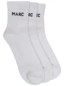 MARC Men Pack Of 3 White Solid Above Ankle-Length Towel Cushioned Cotton Socks