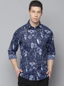 LINDBERGH Men Blue Slim Fit Floral Printed Casual Shirt